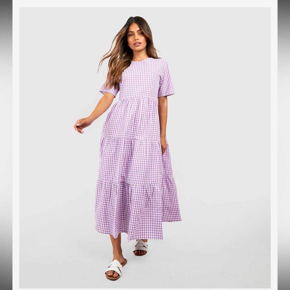 NWOT Gingham boohoo maxi dress
